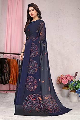 Image of MIRCHI FASHION Women Saree Chiffon Flower Print | Breathable Lightweight Sari for Office and Daily Use with Unstitched Blouse Piece (Available in 30 Styles)