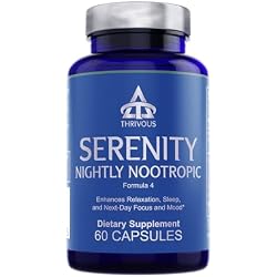 Thrivous Serenity Nightly Nootropic Sleep & Relaxation, 60 Capsules | KSM-66 Ashwagandha, L-Theanine, Magnesium Glycinate, Melatonin, Vegan