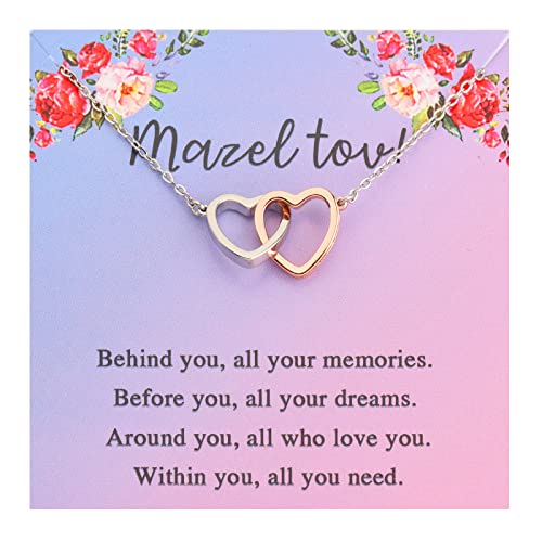 FEELMEM Bat Mitzvah Gifts for Girls Mazel Tov Congratulations Necklace Behind You All Your Memories Love Heart Gift