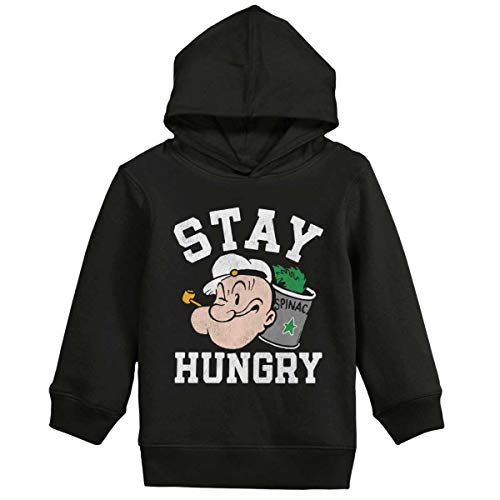 Brisco Brands Stay Hungry Popeye The Sailor Man Boy Girl Hoodie Sweatshirts Black