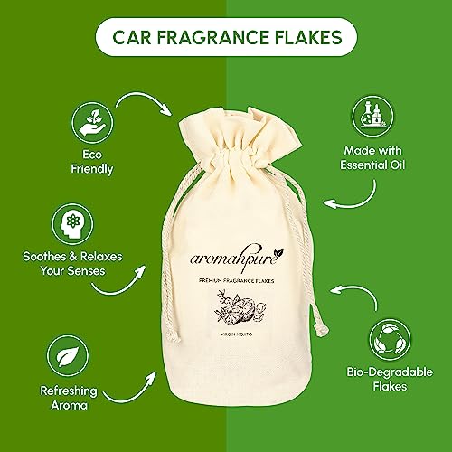 Image of Aromahpure Car Perfume Fragrance Flakes - Virgin Mojito, Luxury Car Air Freshener made Organically with Essential Oil, Grains, and Flakes - 50 Gms, Last Upto 30 days, IFRA certified