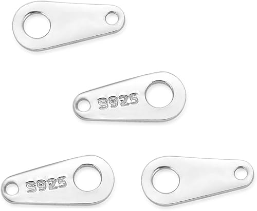 Adabele - 20 unidades de plata de ley 925 auténtica de 0.335 in, cadena pequeña en forma de lágrima, etiquetas de extremo de enlace, conector de