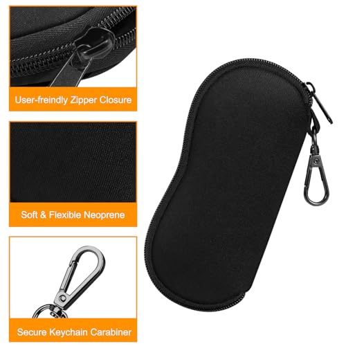 Image of FINTIE Glasses Case with Carabiner, Ultralight Neoprene Sunglasses Pouch | Soft Eyeglasses Case, Portable Metal Clip, Eyewear Storage, Zipper Closure, For Men And Women Travel
