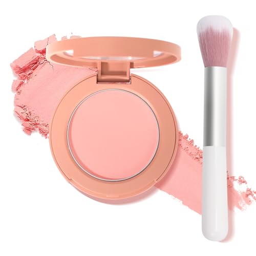 Sweet Pink Powder Blush for Cheeks with Brush, Natural Blendable Matte Blush Palette For Face Blushes, Silky Lightweight Texture for Women Face Makeup Rubores de Maquillaje, 05#
