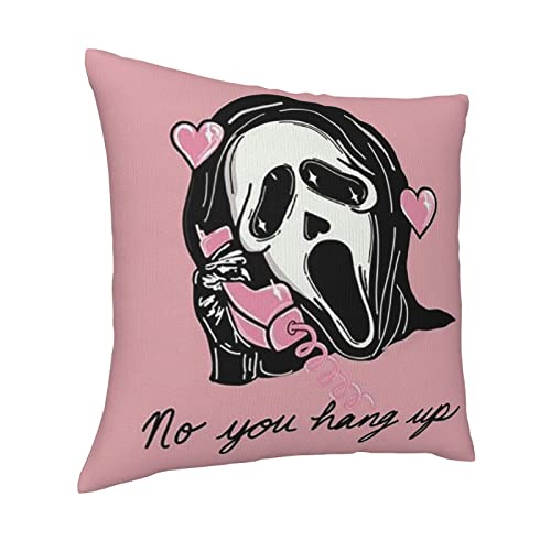 Throw Pillow Covers 18X18 Decorative Square Horror Movies Pink Ghost Face Cushion Cover Cushion Case Pillowcase Decoration For Home Sofa Bedroom Chair #TOP1