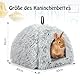 Sbayool Plüsch Kaninchen Bett, Bequem Warme Häschen Höhlenbetten, Kaninchen Haus Mit Bewegliches Pad, Geeignetes Kaninchenversteck Für Kleintiere Wie Meerschweinchen, Frettchen Und Chinchillas,Grau