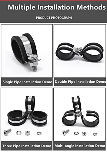 Solarman 20 Pack 3/8 Inch Stainless Steel Cable Clamp, Metal Clamp, Pipe Clamp,Rubber Cushioned Insulated Clamp,Tube Holder For Tube, Pipe Or Wire Cord Installation #TOP5