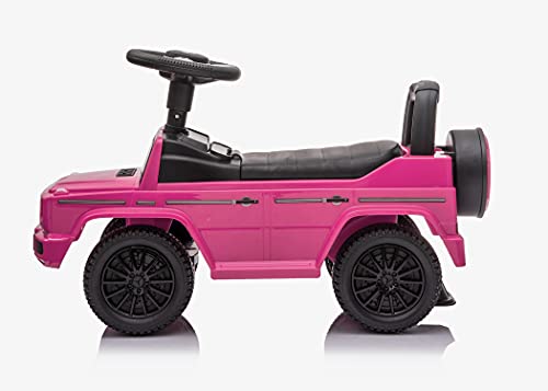 Image of Best Ride On Cars Kids Outdoor Stroller Mercedes G-Wagon Push Car with Working Lights, Horn, and Music for Ages 1 to 3 years, Pink