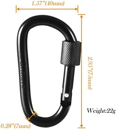 Gimars 10 pcs 7.5cm Spring-loaded Gate Light Duty Aluminum Locking Carabiner for RV, Fishing, Hiking, Traveling and Keychain Black