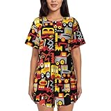 Haut à manches courtes : Ce haut ample et confortable à col rond est doté de boutons sur la patte de boutonnage, pour un look décontracté et tendance. Il est idéal pour les pyjamas et les vêtements d'intérieur, confortable et permet de rester au frais lors des nuits chaudes.