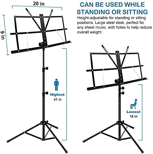 Image of Superlux Adjustable Tripod Stand with Dual Trays Height 2.5 to 4 Feet Foldable Metal Stand for Laptop, Projector, Speaker ( inchFoldable Book /Music Sheet Stand (Metal) inch)
