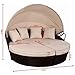Tangkula Patio Furniture Outdoor Lawn Backyard Poolside Garden Round with Retractable Canopy Wicker Rattan Round Daybed, Seating Separates Cushioned Seats