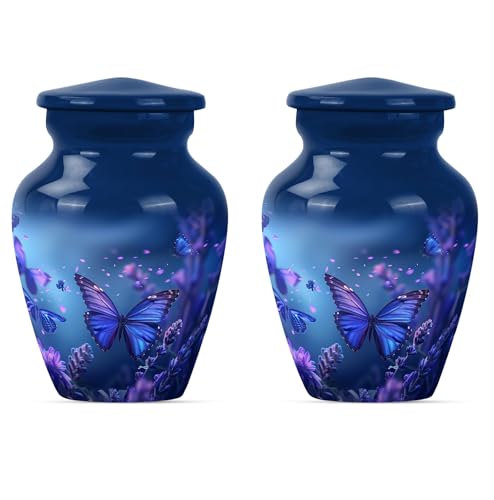 Image of Butterfly Urn for Ashes - Small Cremation Urns for Human Ashes Adult Male Female - Mini Decorative Funeral Urns for Women - Memorial Urn for Adult Male Dad - Keepsake Set of 2