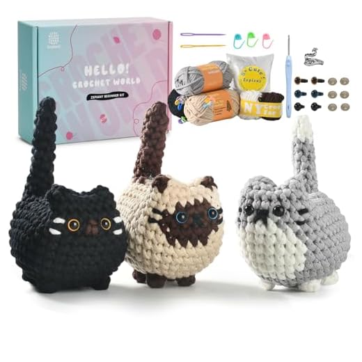 Zepiany Crochet Kit for Beginners Crochet Cat Beginner Crochet Kit for Adults Amigurumi Crochet Animals Cat Crafts Hobby Crochet Kits Easy Knitting Kit