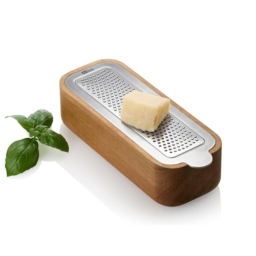 AdHoc GG31 Tisch-Feinreibe CutnServe, mit Auffangbehälter, Edelstahl & Akazienholz