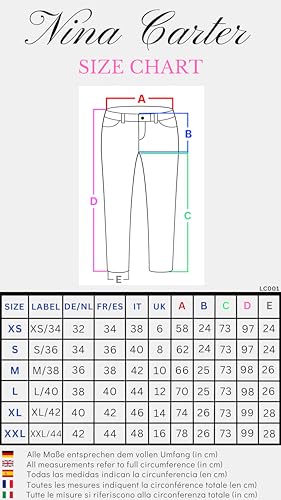 Nina Carter LC001 Damen High Waist Hose in Lederoptik Push-Up Stretchjeans, Braun (LC001-2), XS