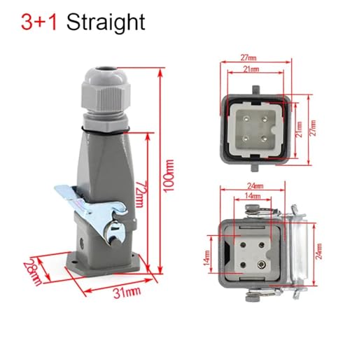 Conector de alta resistencia rectangular de 4 núcleos y 10A para instalaciones seguras 2