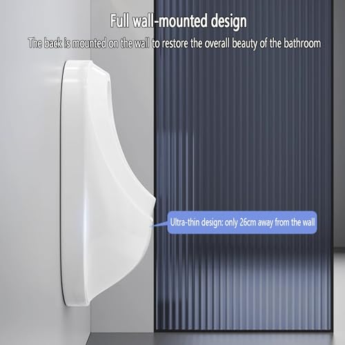 Urinal masculino inteligente con sensor de descarga, montado en pared, pequeño, para adultos, blanco, comercial antiolor y antiespl splashes, lavado universal de alta eficiencia, para escuelas o garajes miniatura 5