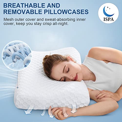 Muuegm Ventilated Gel Memory Foam Pillows, Contour Pillows For Neck And Shoulder Pain,Cooling Bed Pillows With Washable Cover, Supportive Pillow For Side,Stomach And Backsleepers(Tencel,Standrad Size) #TOP1
