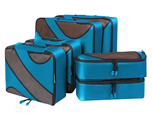 BAGAIL 6 Set Packing Cubes,3 Various Sizes Travel Luggage Packing Organizers(Dark Blue)