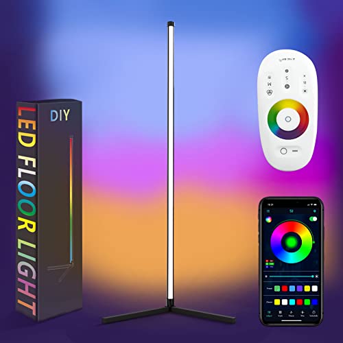 LENDOO Lámpara de pie LED lámpara de pie de esquina regulable con control remoto, irradiación de música de doble cara, Bluetooth, espectro completo RGB 16 millones de colores Cover