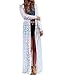 ZANZEA Ladies Beach Boho Open Cardigan Loose Long Lace Floral Maxi Tops Dress Off White 16