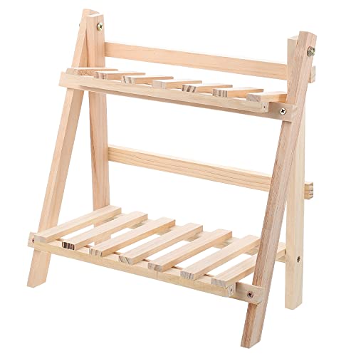 Étagère de rangement bureau bois pliable compacte à 2 niveaux - 2