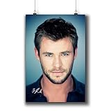 Chris Hemsworth Actor Movie Photo Poster Prints 198-034 Reprint Signed,Wall Art Decor for Dorm Bedroom Living Room (A4|8x12inch|21x29cm)