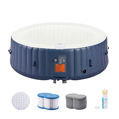 Relxtime Inflatable Hot Tub 4-6 Person, Portable Air Jet Spa Outdoor Heater Blow Up Hottub With 130 Bubble Jets And Built In Heater Pump, Tub Cover, 4 Non-Slip Spa Seat, 2 Filter Cartridge #TOP20