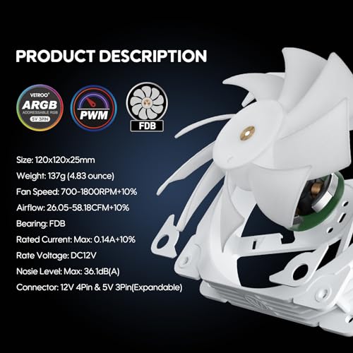 Vetroo SA-120 FDB Fan - White 2