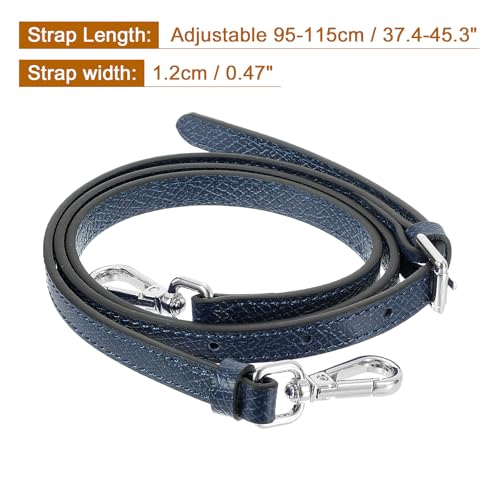 Sangle de sac en cuir véritable bleu résistant avec boucle argentée solide - 3