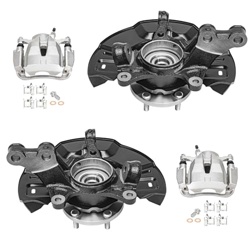 Image of Detroit Axle - FWD Front Steering Knuckles & Wheel Hub Bearings Disc Brake | Calipers with Brackets Replacement for 2009-2013 Toyota Matrix 2.4L