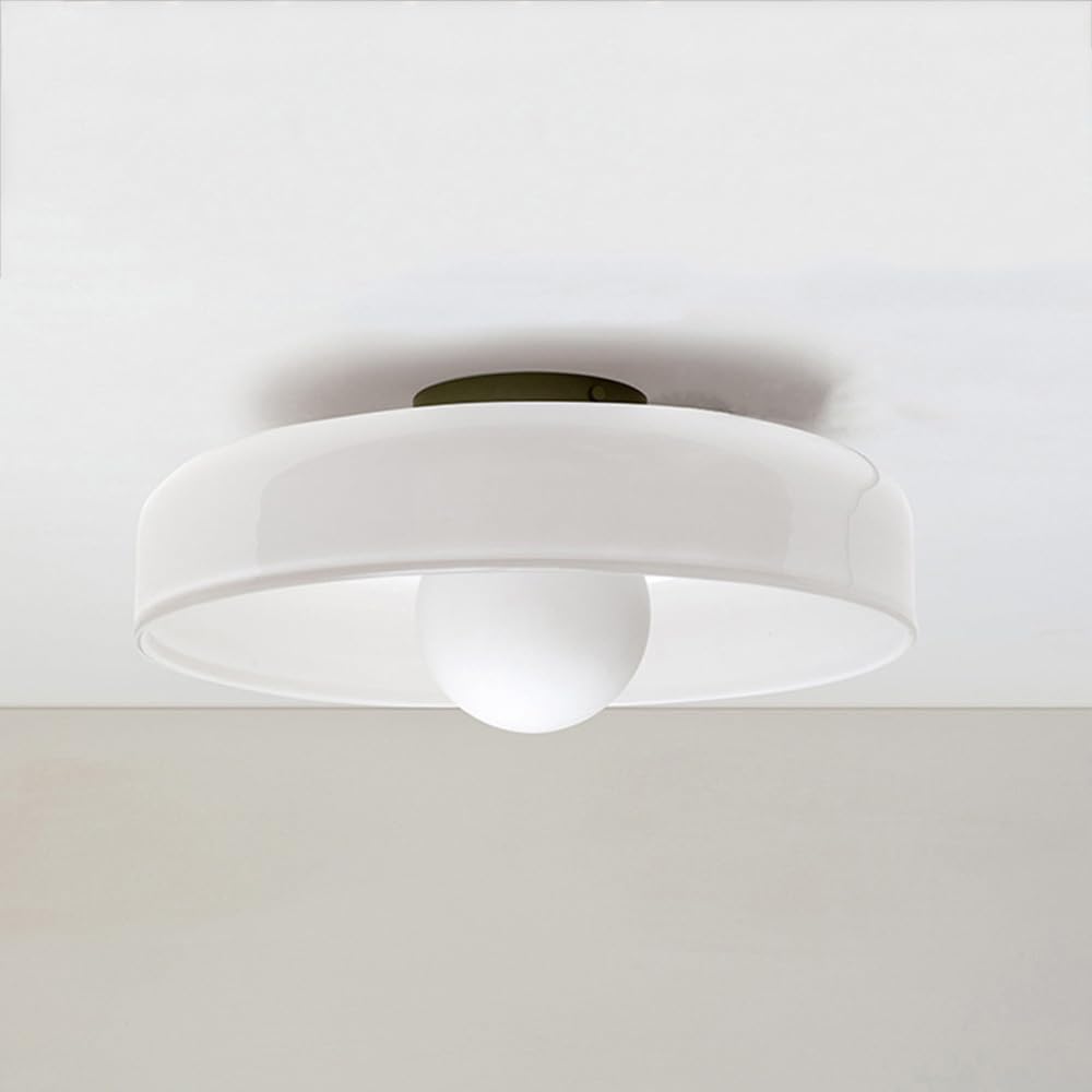 SIYANE Large Green Glass Flush Mount Ceiling Light 13.7" Nordic Orange White Kitchen Close to Ceiling Lamp Mid Century Modern Wall Sconces for Bedroom Hallway Porch Entryway Foyer Stairway