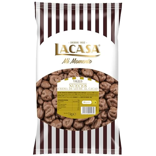 iChuches- Lacasa Frutos Secos con Chocolate – Almendras, Avellanas, Anacardos, Nueces, Pistachos, Arándanos y Pasas – Bolsa 1kg – Deliciosos– Divinos (1 KG, Nueces con chocolate con leche)