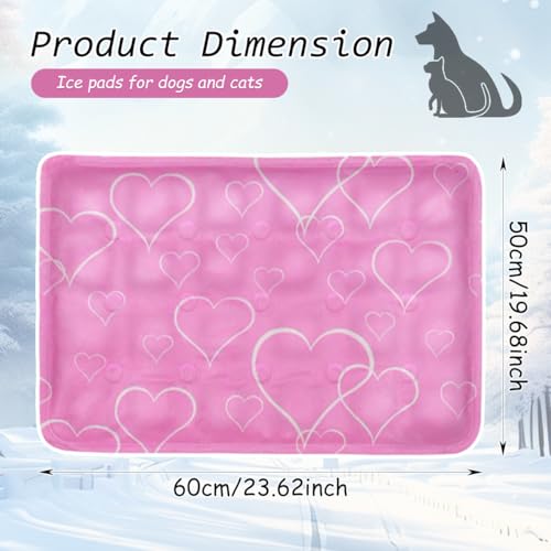 Kühlmatte Hund,60x50cm Kühlmatte Katze Rosa,Kühldecke Hund mit Selbstkühlend Ungiftiges Gel,Kühlmatte für Hunde&Kühldecke Katze Wasserdicht Reißfest Faltbare,Katzen Kühlmatte für Katzen und Hunde