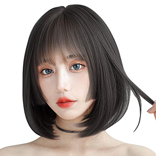 ウィッグ ボブ ショート Candybay 姫カットストレート 姫髪 フルウィッグ 耐熱 自然 小颜劾果 原宿ロリータ女性用 かつら ぱっつん 前髪 ピンク