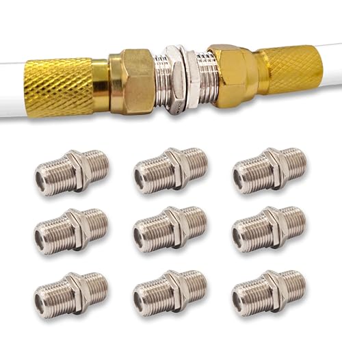 Premium X Lot de 10 connecteurs F en alliage de zinc - Raccord satellite - Adaptateur polyvalent pour câble coaxial, câble d'antenne satellite, installations...