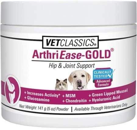 Vet Classics ArthriEase-Gold Hip & Joint Support for Dogs, Cats  Pet Health Supplement Powder  Alleviates Aches, Discomfort  for Flexibility, Healthy Joint Function  Antioxidants  5 Oz