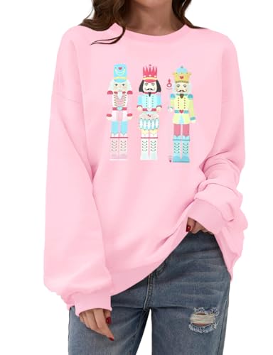 Women's Christmas Nutcracker Sweatshirt Crewneck Long Sleeve Shirt Xmas Holiday Pullover Tops