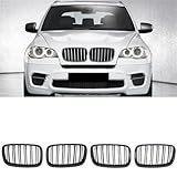 Car Front Grille Grills Glossy Black Front Kidney Double Slat Grill Grille For BMW For X5 E70 2007-2013 For X6 E71 E72 2008-2014 Car Accessories Front Grill(Glossy Black) - Image 3
