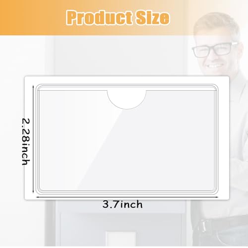 Image of 100 Packs Adhesive Label Storage Bin Pockets Clear Plastic Index Card Pockets Sleeves Adhesive Pouches Card Holders with Top Opening for Storage Bins, Library, Office (3.7 x 2.28'')