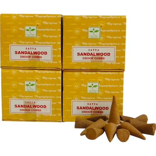 Satya Nag Champa Incense Cones, 48 pcs, 4 packs, Sandalwood