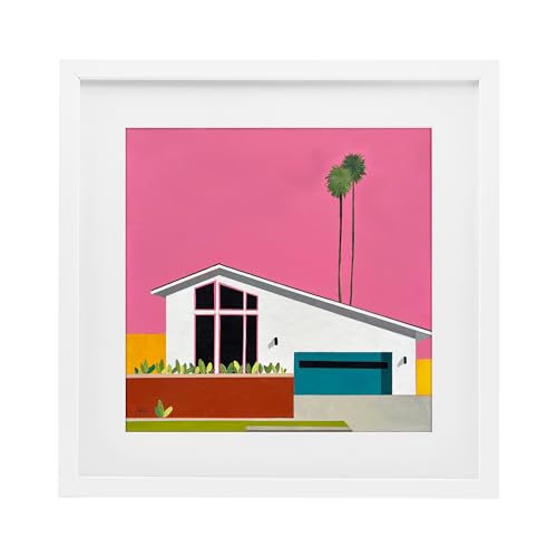 Stupell Industries 'Pink Sunkissed Suburbia'�A�t���[���v�����g�A���_�[�K���X���A�z���C�g�A40.5 x 16�C���`�A�|���₷�����A�č����AJan Weiss��