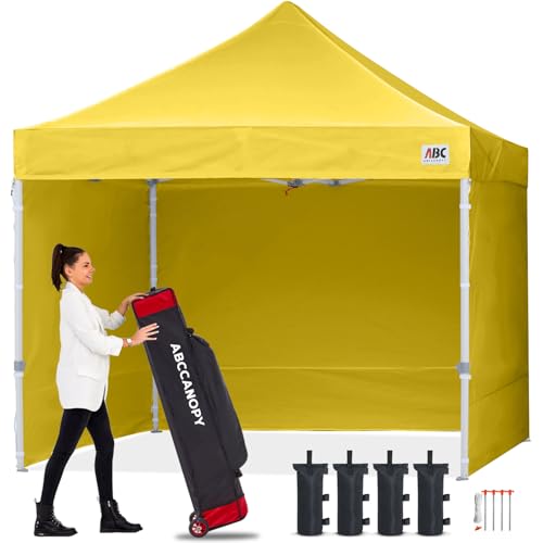 Image of ABCCANOPY Commercial Pop Up Canopy Tent with Sidewalls 8X8,Yellow
