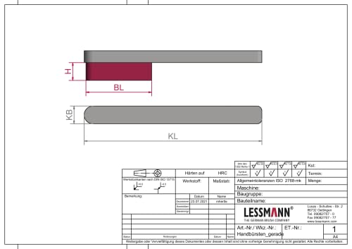Image of Lessmann 124801 Bursten Lesmann Hand Brush 320 x 35 x 18 mm 4 Rows Nylon PP Black 0.40 mm High 70 mm