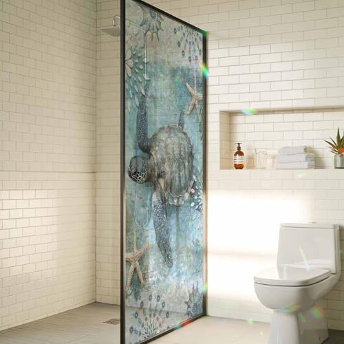 Vinilo decorativo para ventana con patrón de tortuga marina miniatura 4