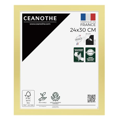 Ceanothe Cadre Photo 24X30 cm Doré Moderne et Elégant Convient au A4-Collection Precious Verre Acrylique Incassable Recyclé - Fabriqué en France