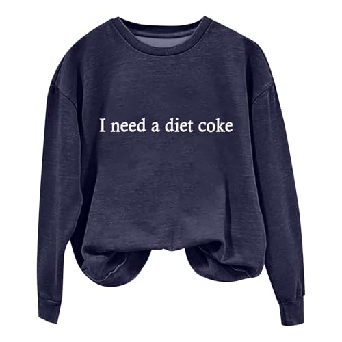 Image of Sweatshirts for Women UK Oversized Hoodie Womens Fleece Crewneck Sweater Retro Fall Winter Sweatshirt Fruit of the Loom Hoodie Crewneck Fleece Sweater Long Sleeve Loose Comfy Hoodless Dark Blue