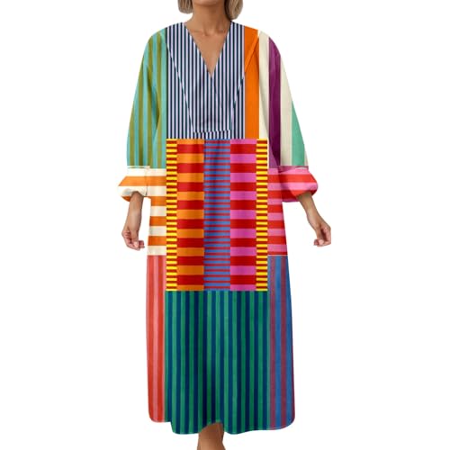 Robe longue décontractée à manches longues fleurie pour femme
