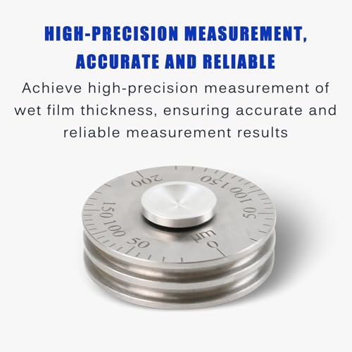 Calibrador de espesor de película húmeda con rueda rodante, rangos 0-100μm, 0-150μm, 0-200μm, 0-500μm, para espesor de pinturas y recubrimientos miniatura 3